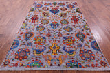 Grey Persian Tabriz Hand Knotted Wool & Silk Rug - 6' 0" X 9' 5" - Golden Nile