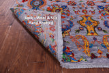 Grey Persian Tabriz Hand Knotted Wool & Silk Rug - 6' 0" X 9' 5" - Golden Nile