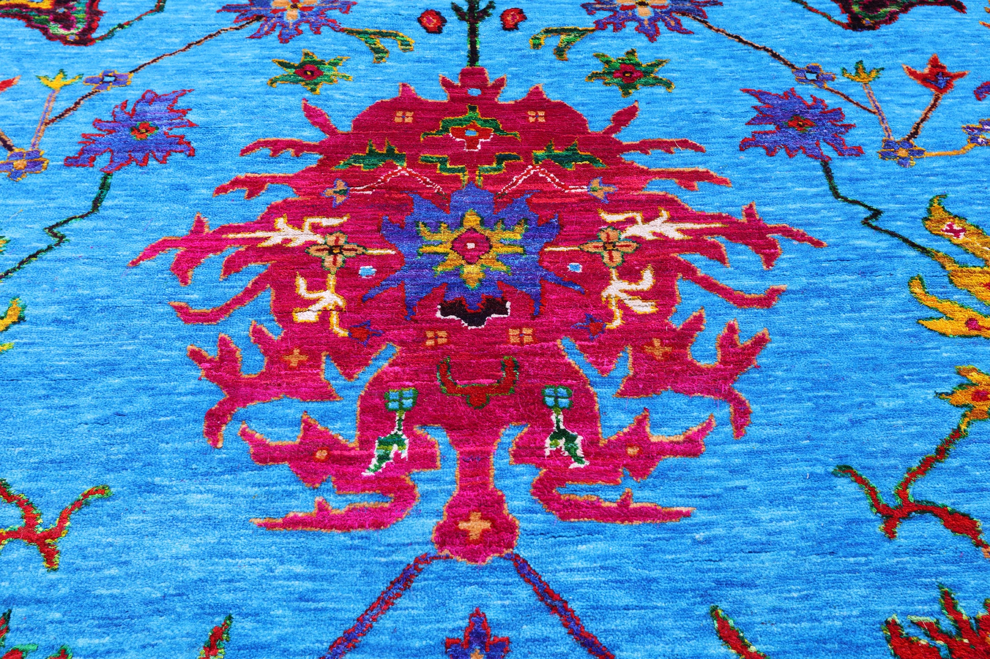 Blue Turkish Oushak Hand Knotted Wool & Silk Rug - 10' 1" X 14' 3" - Golden Nile