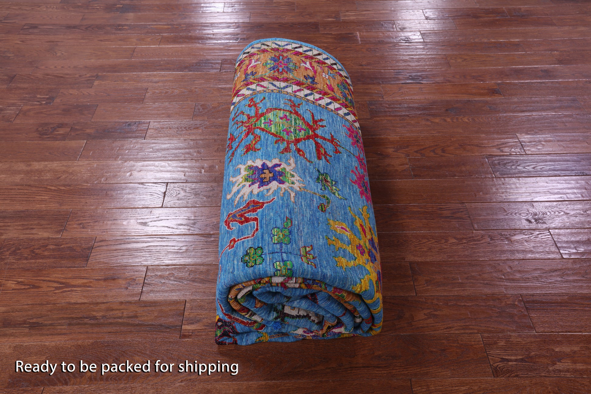 Blue Turkish Oushak Hand Knotted Wool & Silk Rug - 10' 1" X 14' 3" - Golden Nile