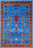 Blue Turkish Oushak Hand Knotted Wool & Silk Rug - 10' 1" X 14' 3" - Golden Nile