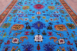 Blue Turkish Oushak Hand Knotted Wool & Silk Rug - 10' 1" X 14' 3" - Golden Nile