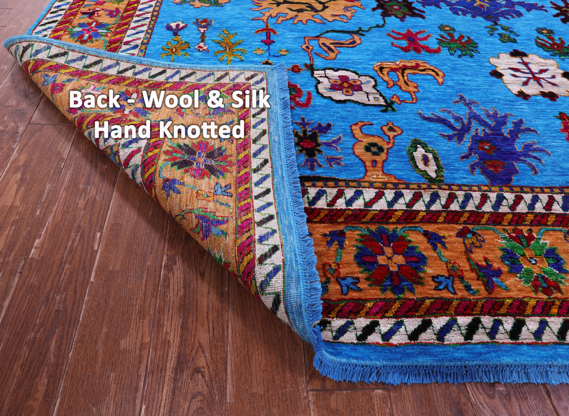 Blue Turkish Oushak Hand Knotted Wool & Silk Rug - 10' 1" X 14' 3" - Golden Nile