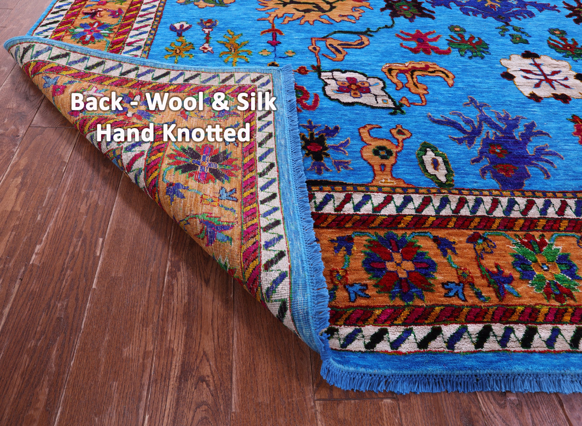 Blue Turkish Oushak Hand Knotted Wool & Silk Rug - 10' 1" X 14' 3" - Golden Nile