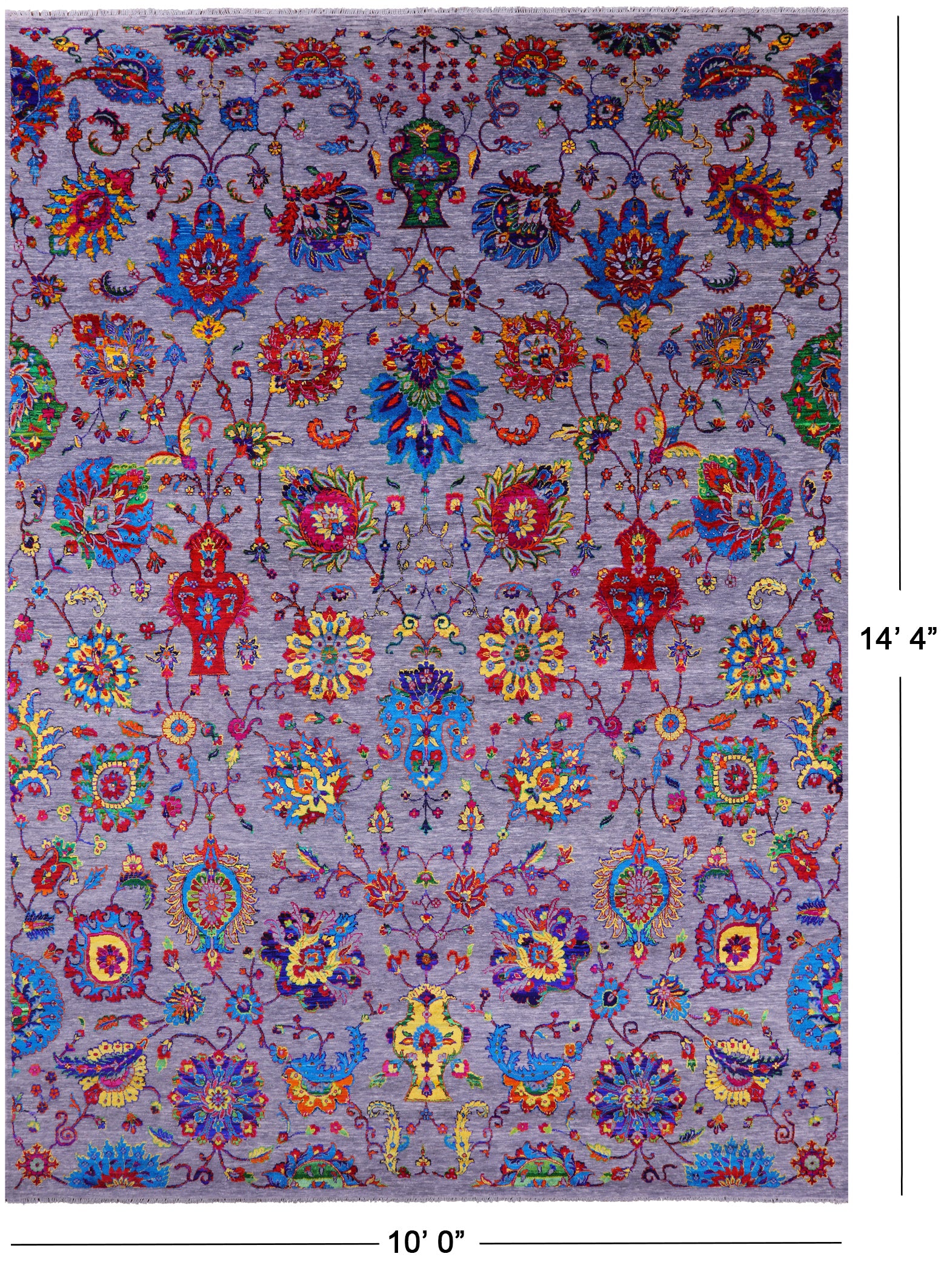 Grey Persian Tabriz Hand Knotted Wool & Silk Rug - 10' 0" X 14' 4" - Golden Nile
