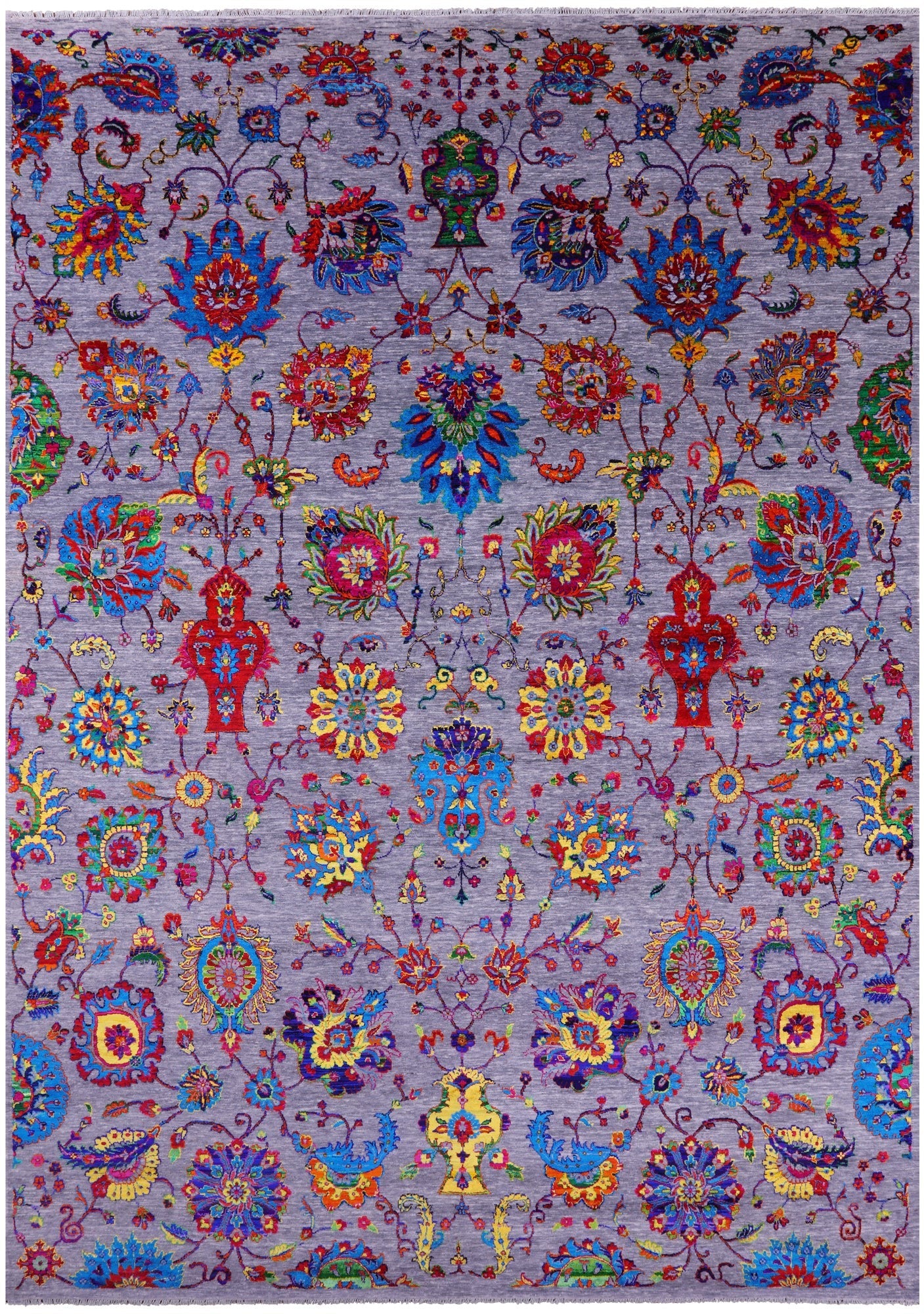 Grey Persian Tabriz Hand Knotted Wool & Silk Rug - 10' 0" X 14' 4" - Golden Nile