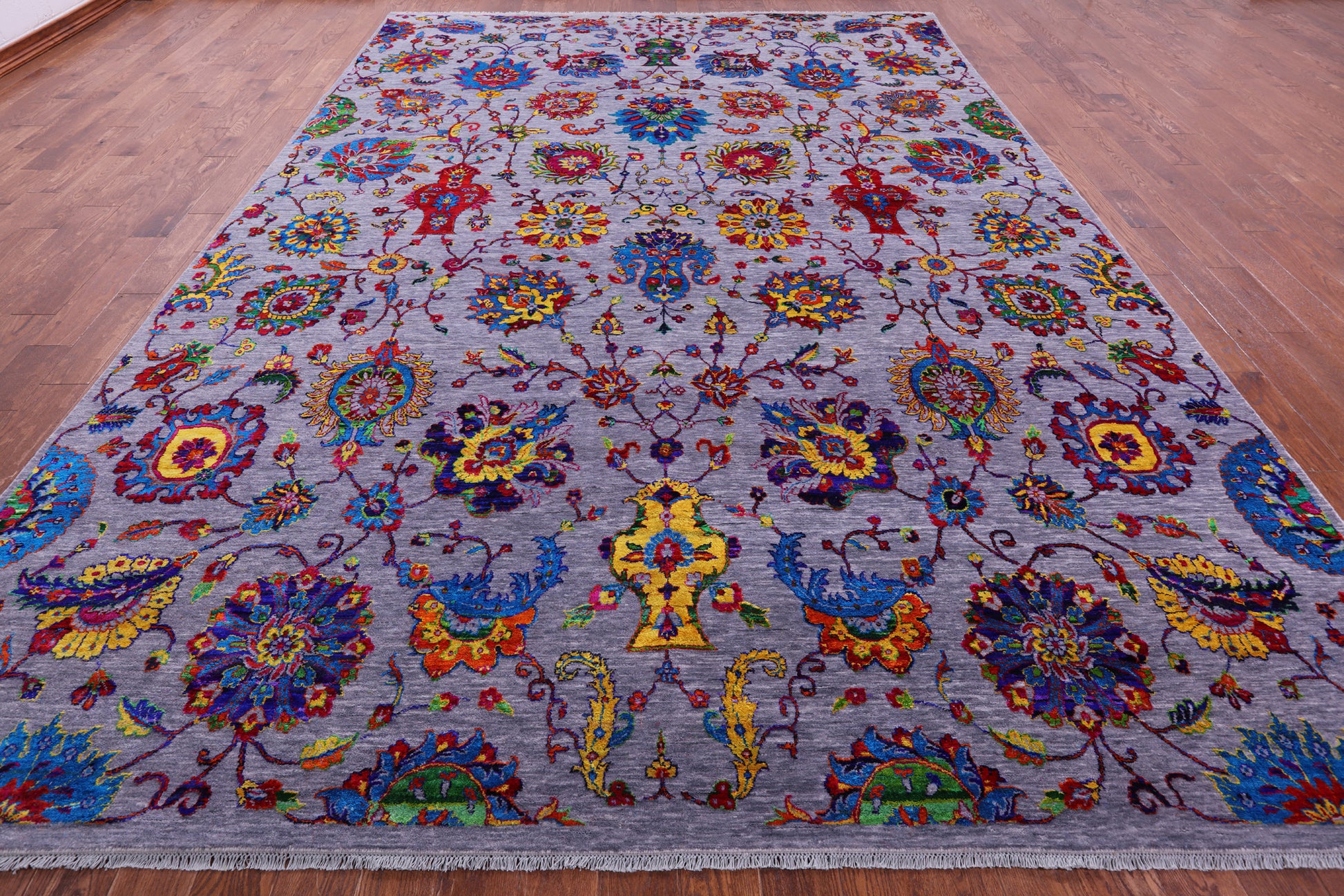 Grey Persian Tabriz Hand Knotted Wool & Silk Rug - 10' 0" X 14' 4" - Golden Nile