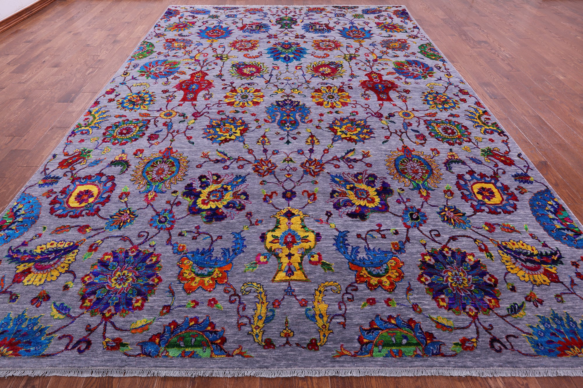 Grey Persian Tabriz Hand Knotted Wool & Silk Rug - 10' 0" X 14' 4" - Golden Nile