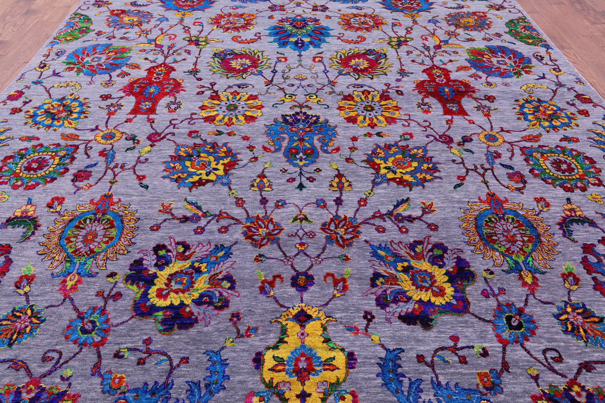 Grey Persian Tabriz Hand Knotted Wool & Silk Rug - 10' 0" X 14' 4" - Golden Nile