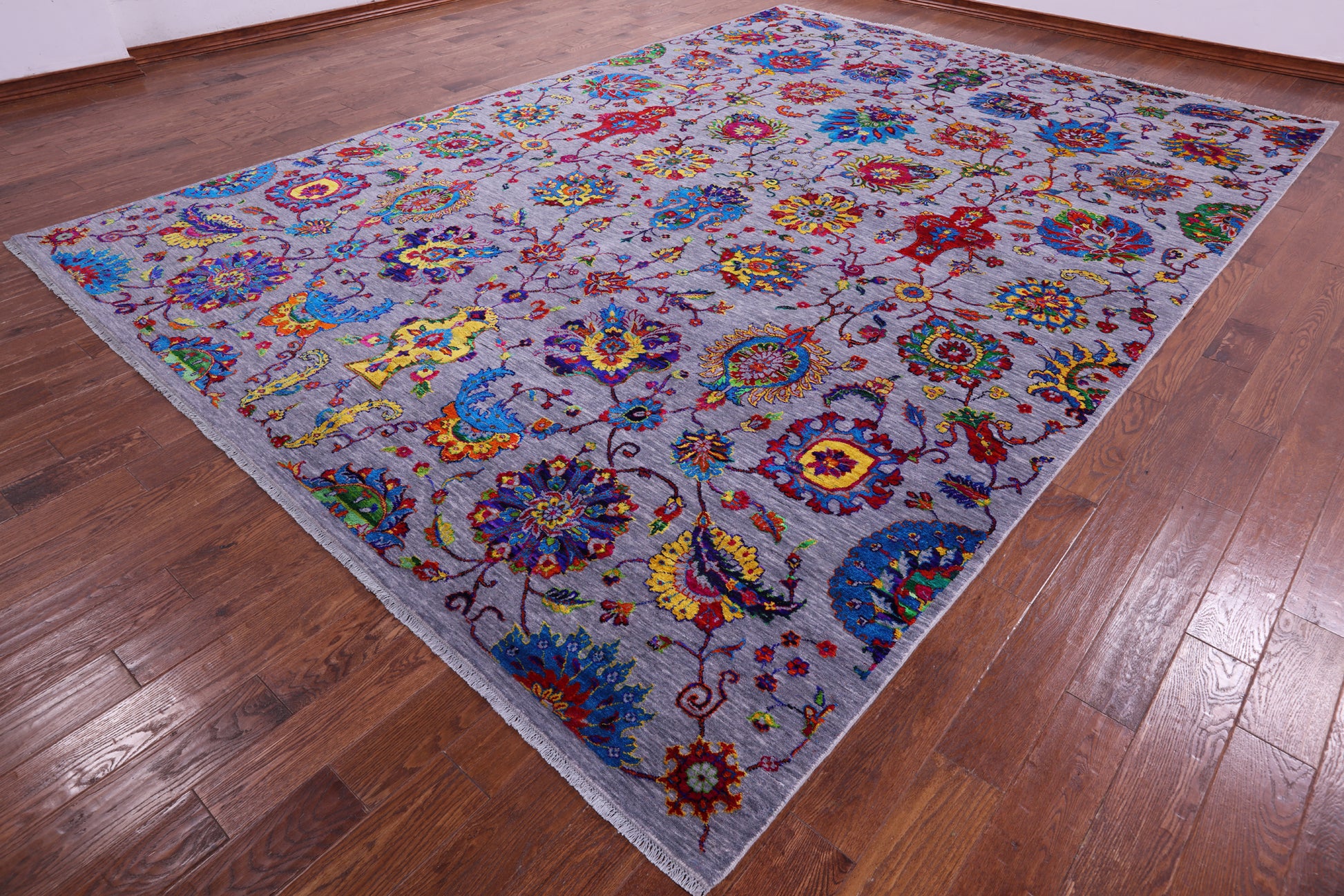 Grey Persian Tabriz Hand Knotted Wool & Silk Rug - 10' 0" X 14' 4" - Golden Nile