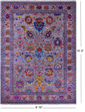Grey Persian Tabriz Handmade Wool & Silk Rug - 8' 10" X 12' 2" - Golden Nile