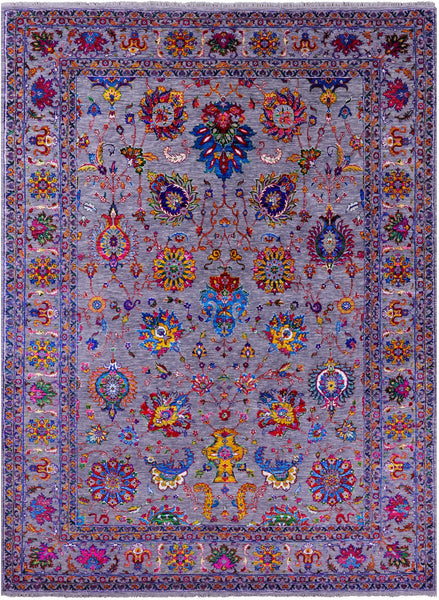 Grey Persian Tabriz Handmade Wool & Silk Rug - 8' 10" X 12' 2" - Golden Nile