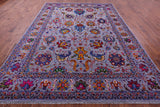 Grey Persian Tabriz Handmade Wool & Silk Rug - 8' 10" X 12' 2" - Golden Nile