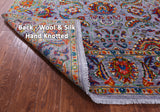 Grey Persian Tabriz Hand Knotted Wool & Silk Rug - 6' 2" X 8' 11" - Golden Nile
