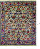 Green Persian Tabriz Handmade Wool & Silk Rug - 8' 1" X 10' 0" - Golden Nile