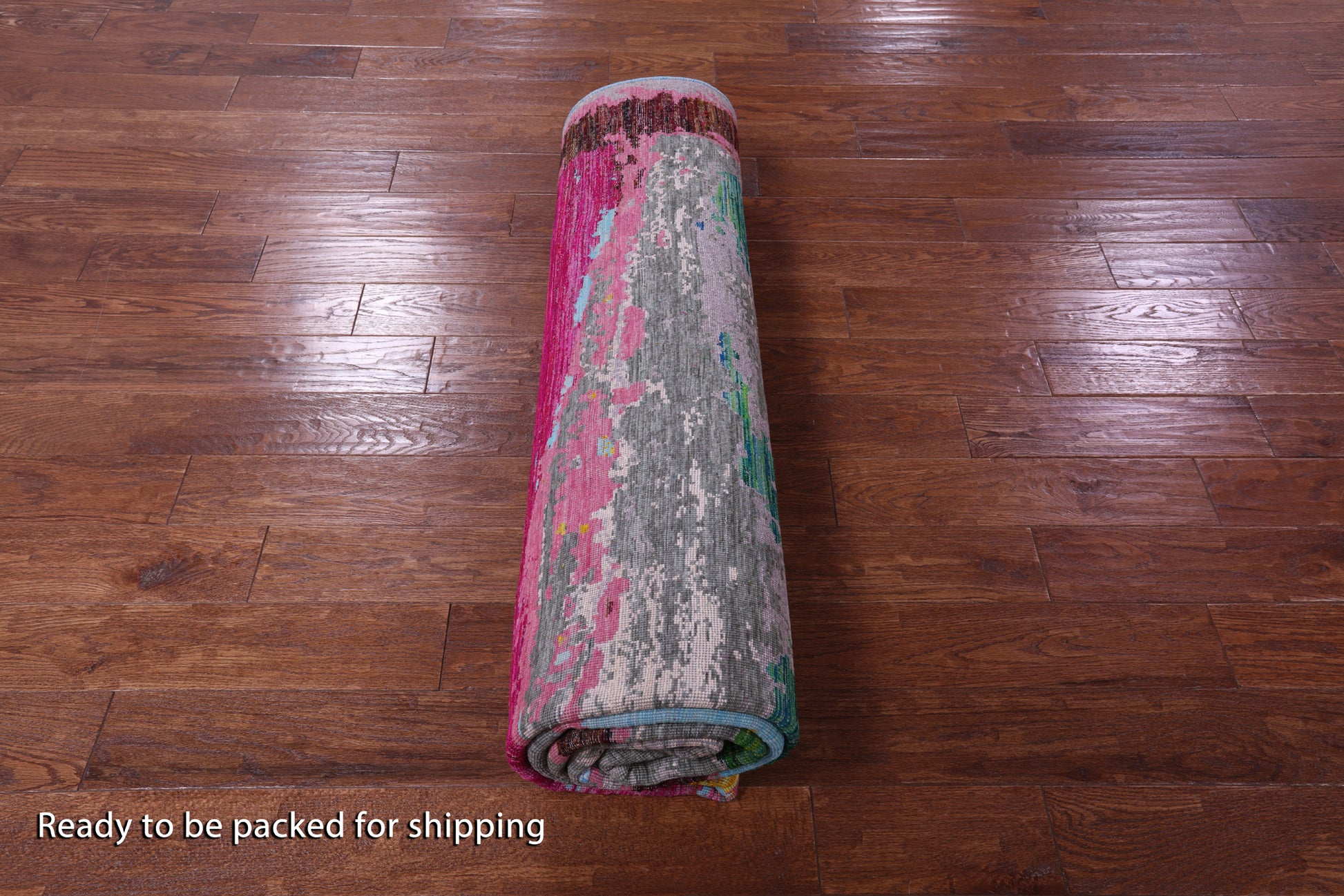 Abstract Contemporary Hand Knotted Wool & Silk Rug - 7' 11" X 10' 1" - Golden Nile