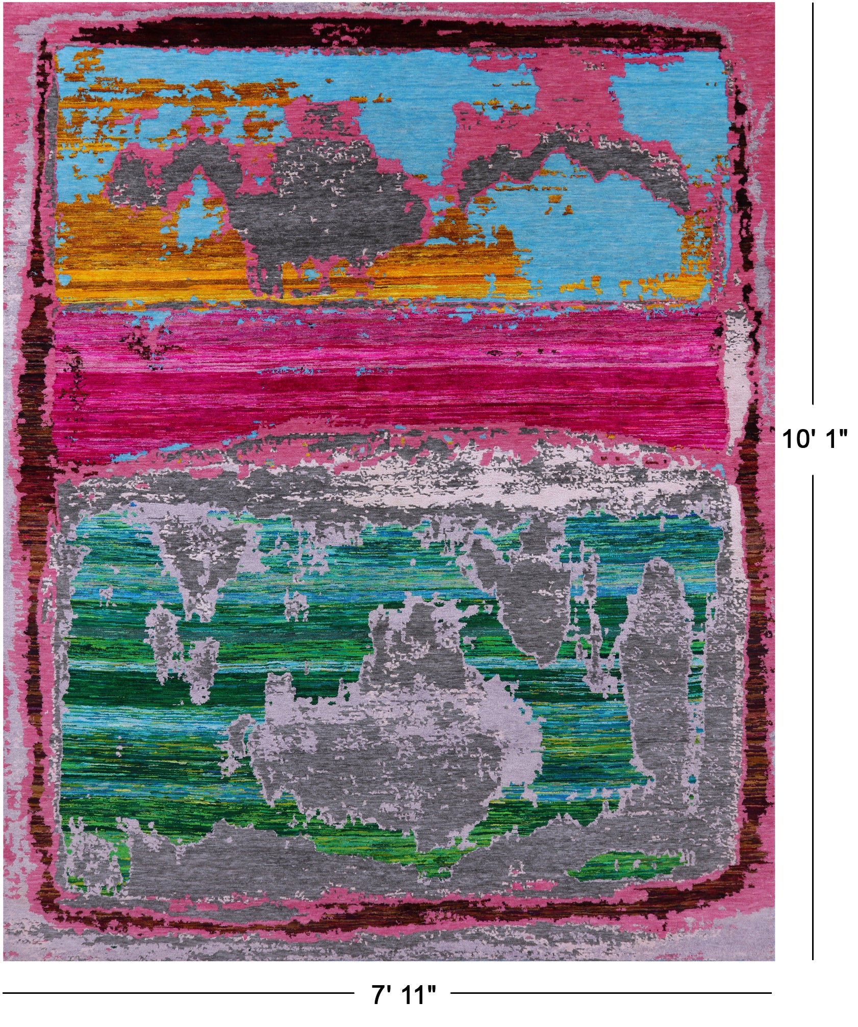 Abstract Contemporary Hand Knotted Wool & Silk Rug - 7' 11" X 10' 1" - Golden Nile