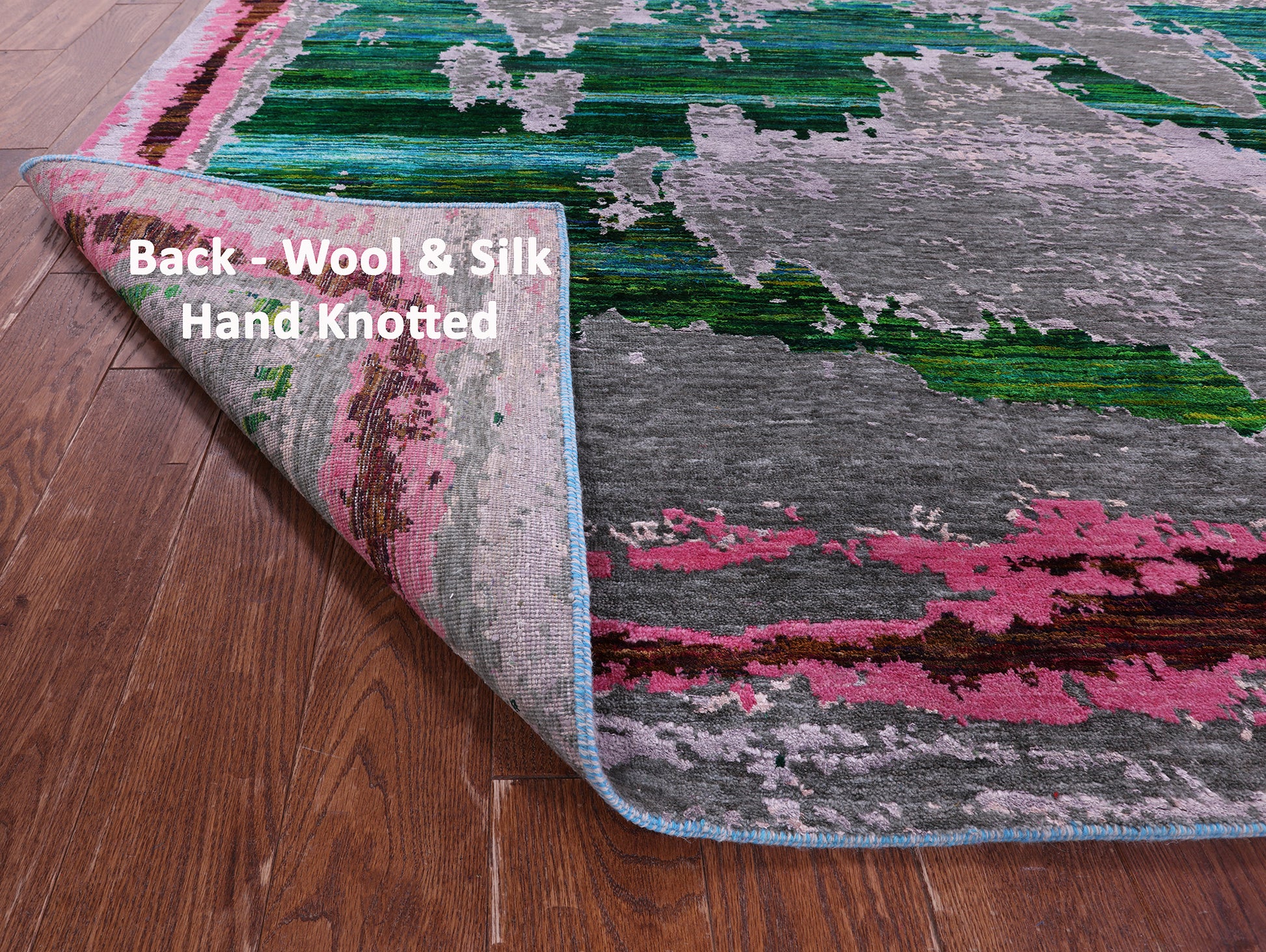 Abstract Contemporary Hand Knotted Wool & Silk Rug - 7' 11" X 10' 1" - Golden Nile