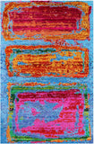 Abstract Contemporary Hand Knotted Wool & Silk Rug - 5' 11" X 9' 0" - Golden Nile