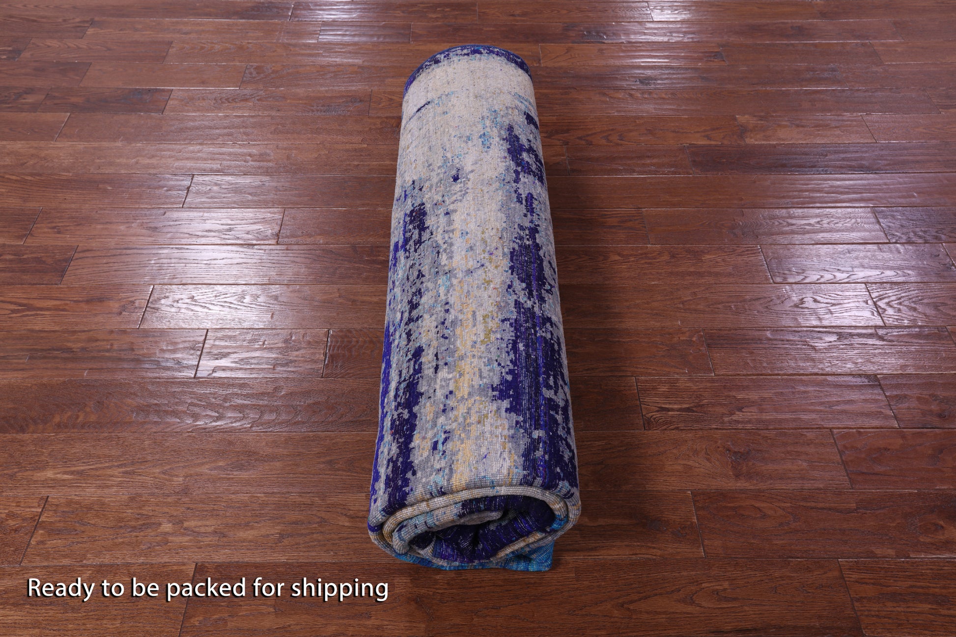 Abstract Contemporary Hand Knotted Wool & Silk Rug - 7' 10" X 9' 11" - Golden Nile