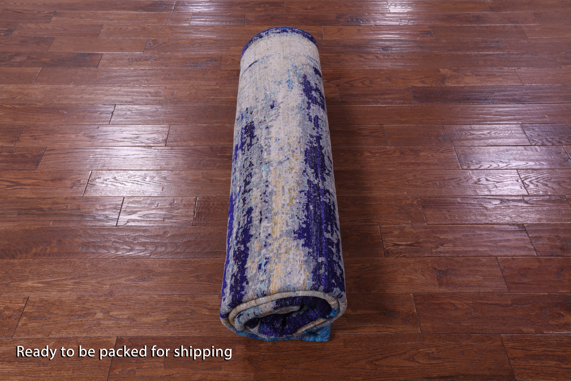 Abstract Contemporary Hand Knotted Wool & Silk Rug - 7' 10" X 9' 11" - Golden Nile