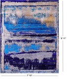 Abstract Contemporary Hand Knotted Wool & Silk Rug - 7' 10" X 9' 11" - Golden Nile