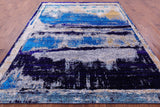 Abstract Contemporary Hand Knotted Wool & Silk Rug - 7' 10" X 9' 11" - Golden Nile