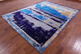 Abstract Contemporary Hand Knotted Wool & Silk Rug - 7' 10" X 9' 11" - Golden Nile
