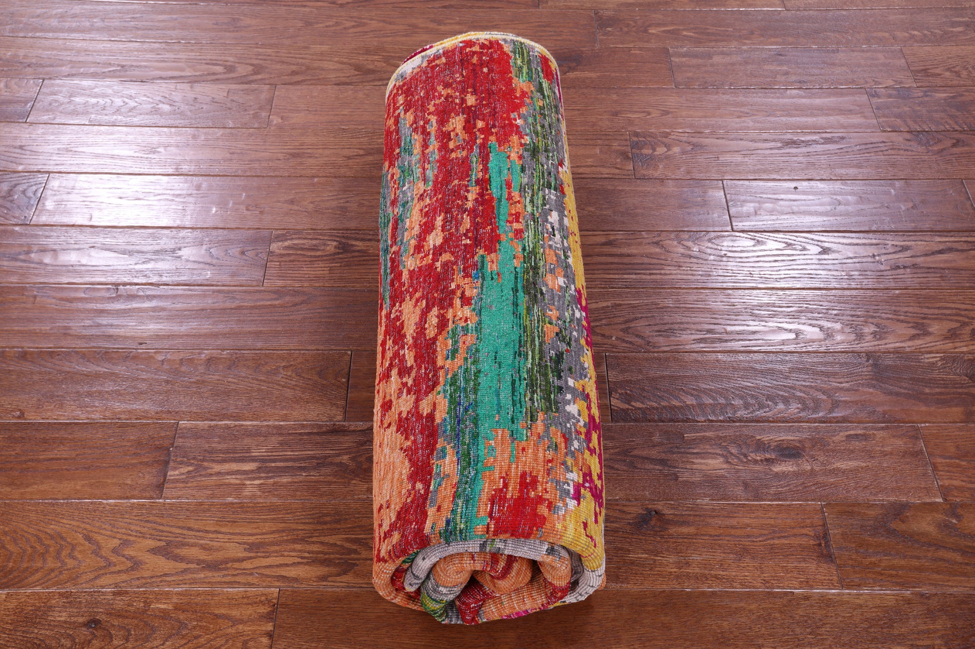Abstract Contemporary Hand Knotted Wool & Silk Rug - 6' 0" X 9' 2" - Golden Nile