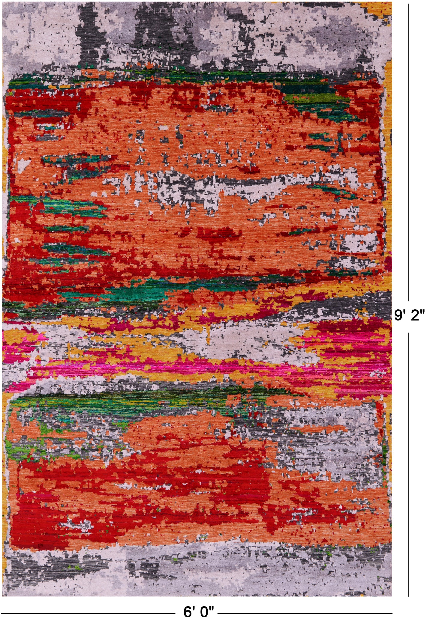 Abstract Contemporary Hand Knotted Wool & Silk Rug - 6' 0" X 9' 2" - Golden Nile
