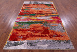Abstract Contemporary Hand Knotted Wool & Silk Rug - 6' 0" X 9' 2" - Golden Nile