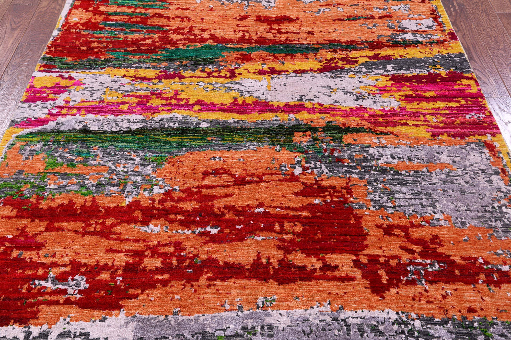 Abstract Contemporary Hand Knotted Wool & Silk Rug - 6' 0" X 9' 2" - Golden Nile