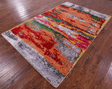 Abstract Contemporary Hand Knotted Wool & Silk Rug - 6' 0" X 9' 2" - Golden Nile