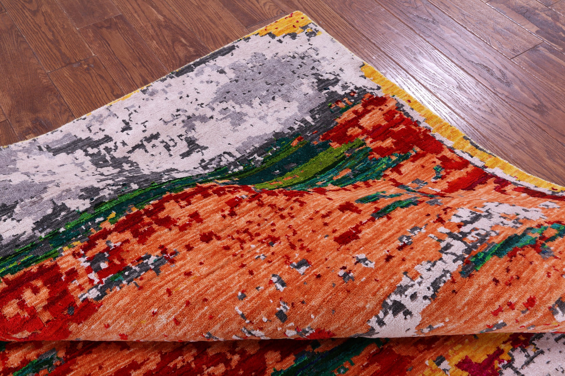 Abstract Contemporary Hand Knotted Wool & Silk Rug - 6' 0" X 9' 2" - Golden Nile
