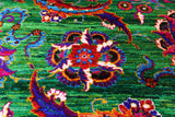 Green Persian Tabriz Handmade Silk Rug - 8' 0" X 10' 2" - Golden Nile