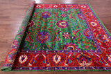 Green Persian Tabriz Handmade 100% Silk Rug - 8' 0" X 10' 2" - Golden Nile