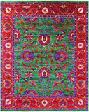 Green Persian Tabriz Handmade Silk Rug - 8' 0" X 10' 2" - Golden Nile