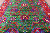 Green Persian Tabriz Handmade 100% Silk Rug - 8' 0" X 10' 2" - Golden Nile