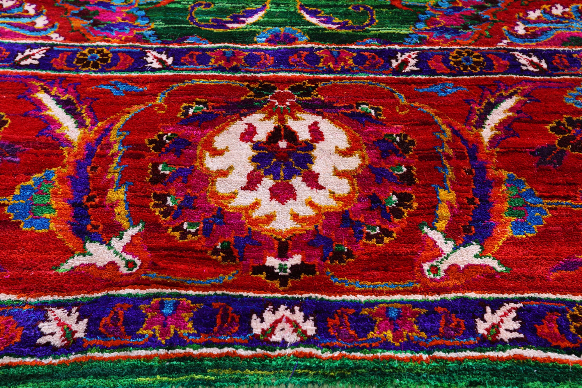 Green Persian Tabriz Handmade 100% Silk Rug - 8' 0" X 10' 2" - Golden Nile