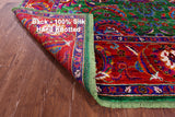 Green Persian Tabriz Handmade 100% Silk Rug - 8' 0" X 10' 2" - Golden Nile