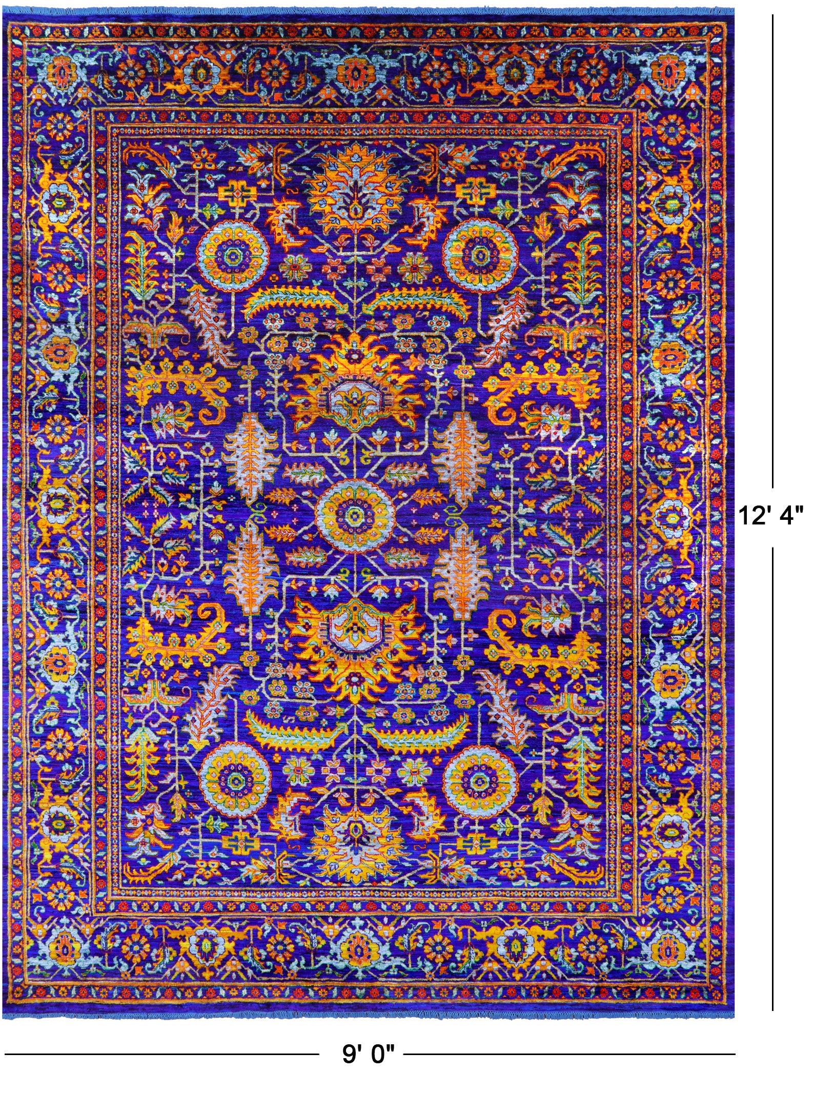 Purple Persian Tabriz Hand Knotted 100% Silk Rug - 9' 0" X 12' 4" - Golden Nile