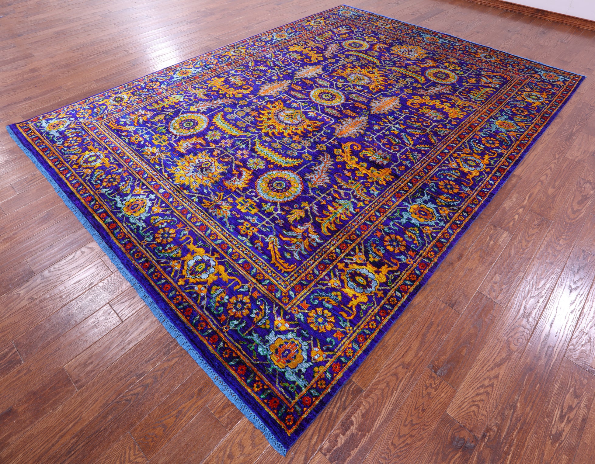 Purple Persian Tabriz Hand Knotted 100% Silk Rug - 9' 0" X 12' 4" - Golden Nile