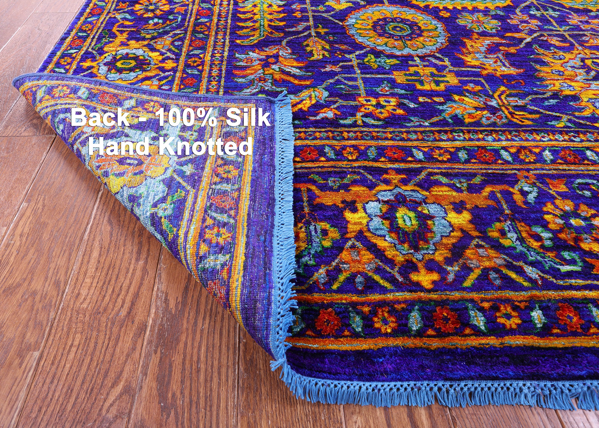 Purple Persian Tabriz Hand Knotted 100% Silk Rug - 9' 0" X 12' 4" - Golden Nile