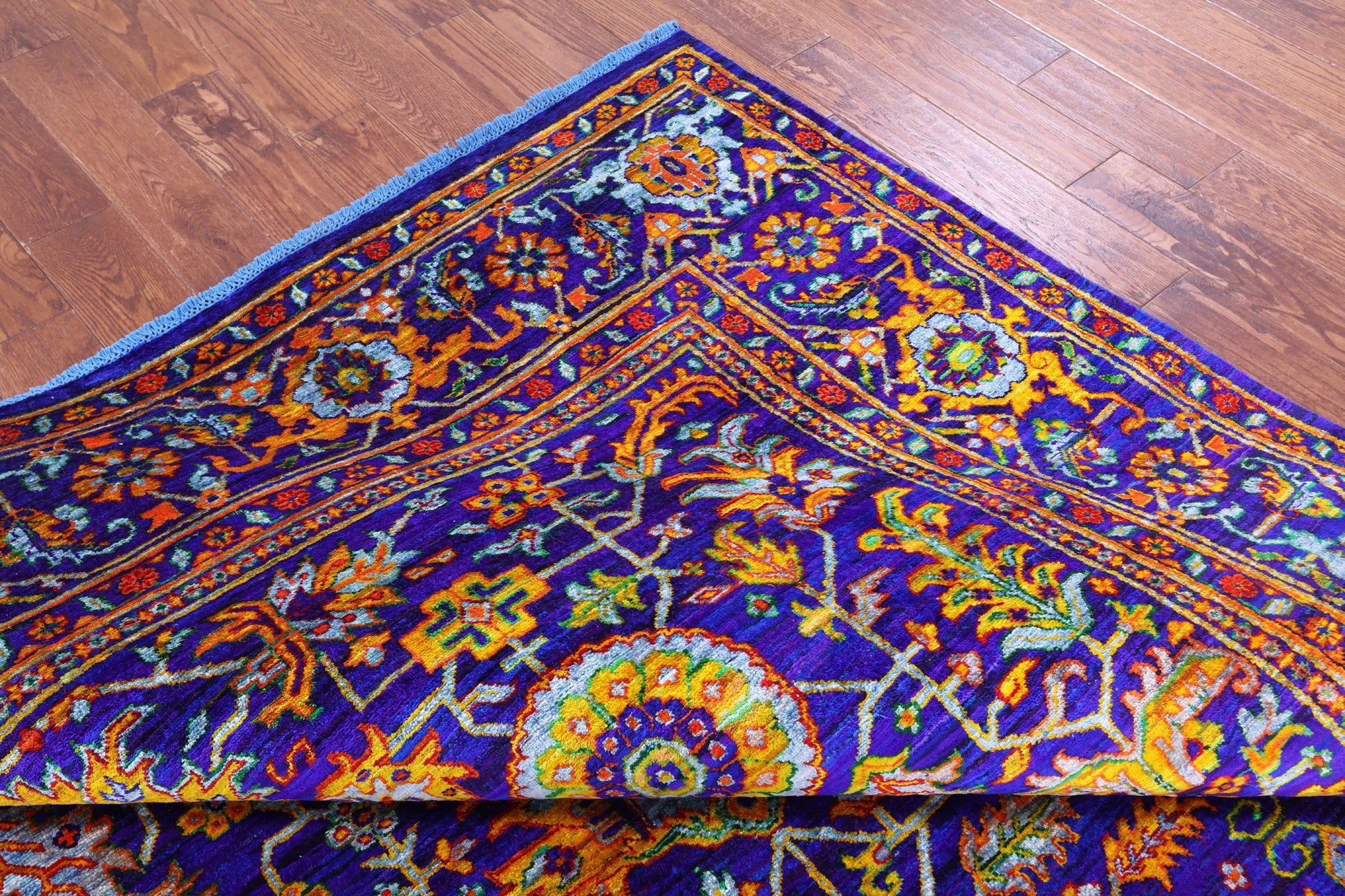 Purple Persian Tabriz Hand Knotted 100% Silk Rug - 9' 0" X 12' 4" - Golden Nile