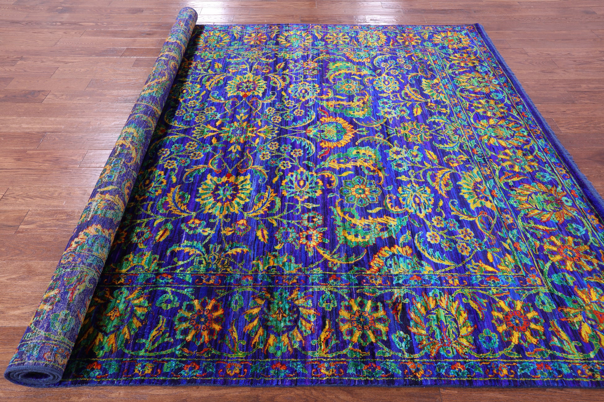 Purple Persian Tabriz Handmade 100% Silk Rug - 8' 0" X 10' 3" - Golden Nile