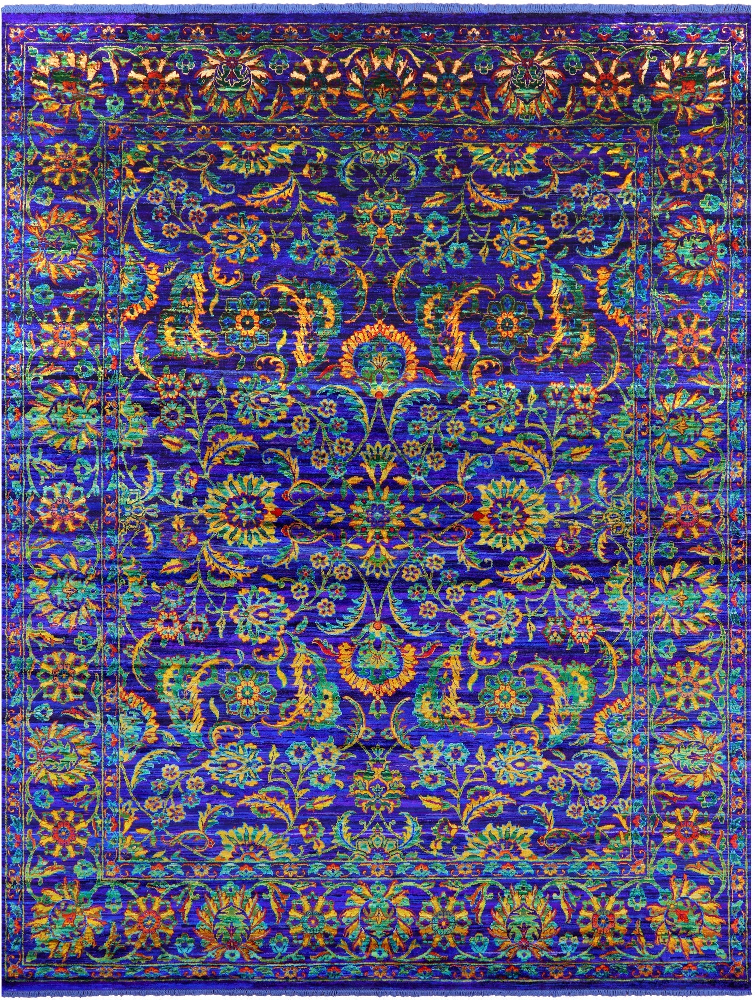 Purple Persian Tabriz Handmade 100% Silk Rug - 8' 0" X 10' 3" - Golden Nile