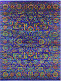 Purple Persian Tabriz Handmade Silk Rug - 8' 0" X 10' 3" - Golden Nile