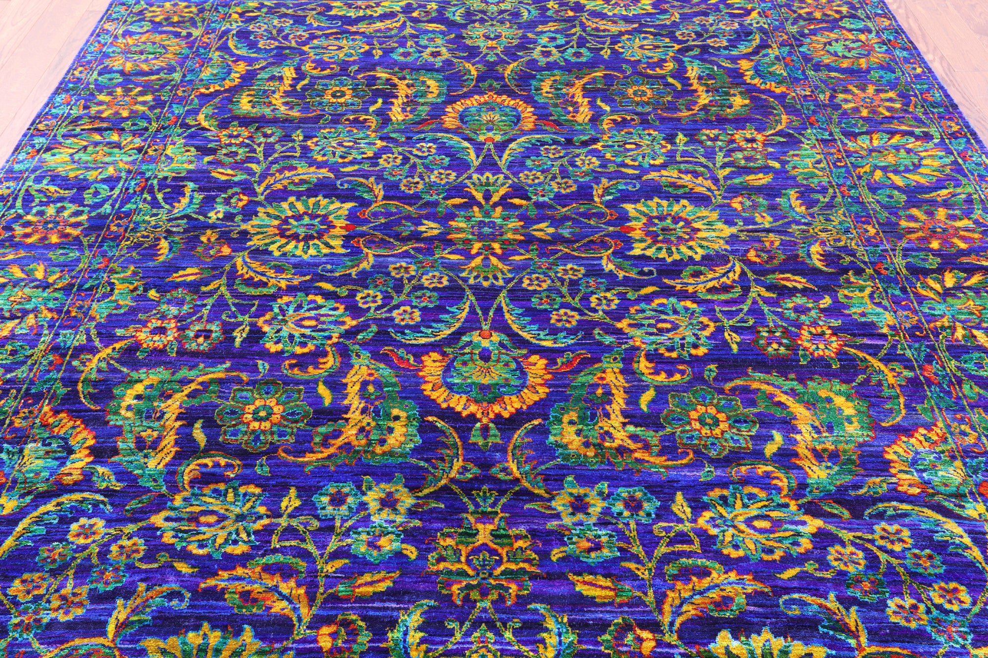 Purple Persian Tabriz Handmade 100% Silk Rug - 8' 0" X 10' 3" - Golden Nile