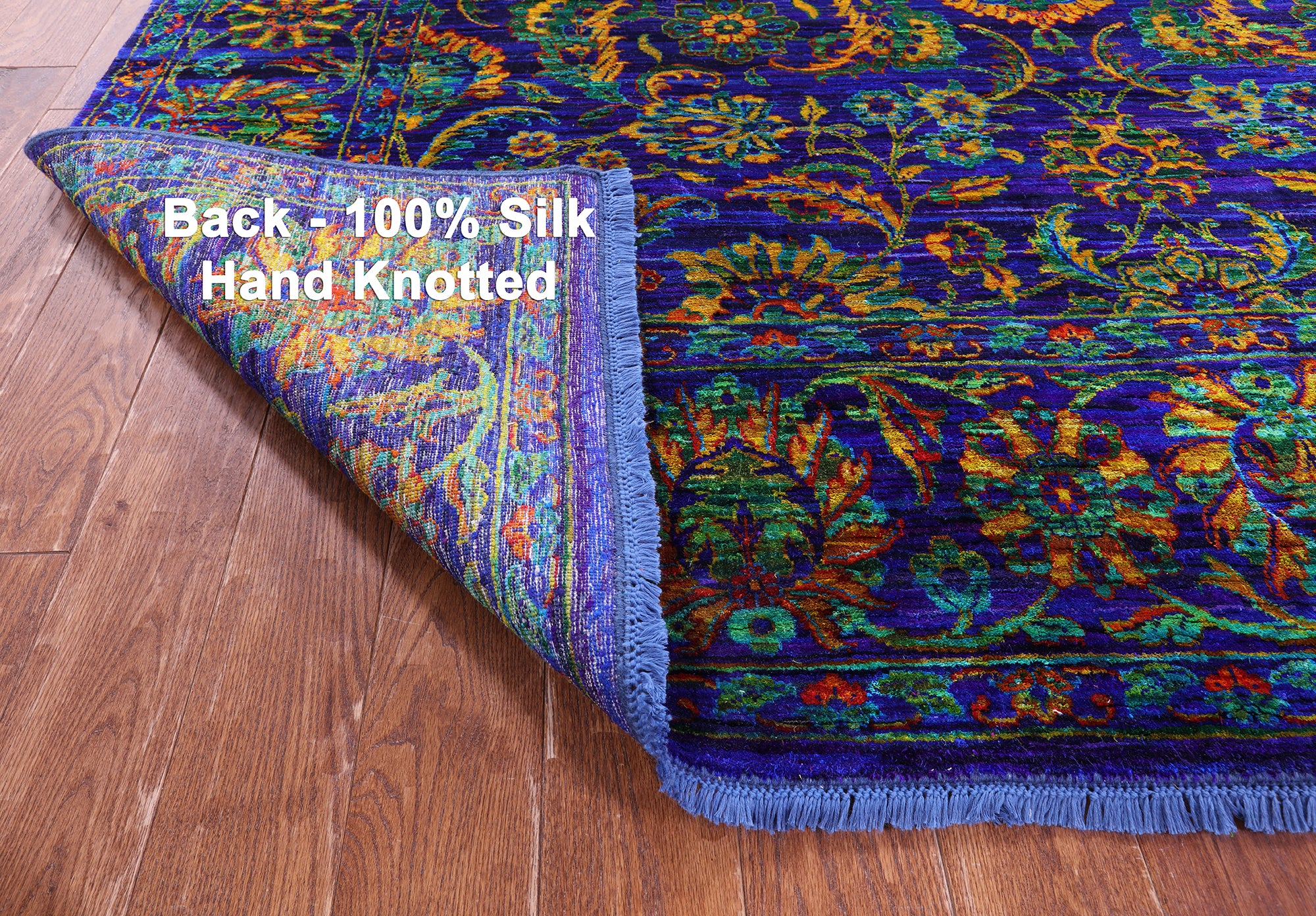 Purple Persian Tabriz Handmade 100% Silk Rug - 8' 0" X 10' 3" - Golden Nile