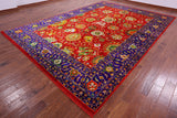 Red Persian Tabriz Hand Knotted Silk Rug - 10' 0" X 14' 2" - Golden Nile